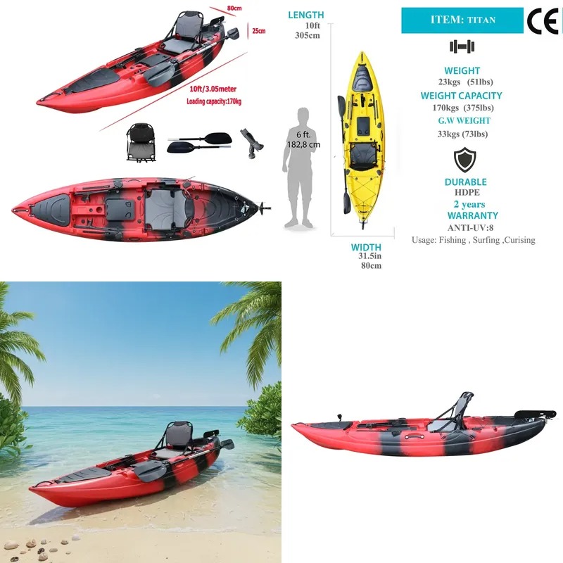 Fishing Boat Paddle - قارب كاياك للصيد بمقعد واحد بطول